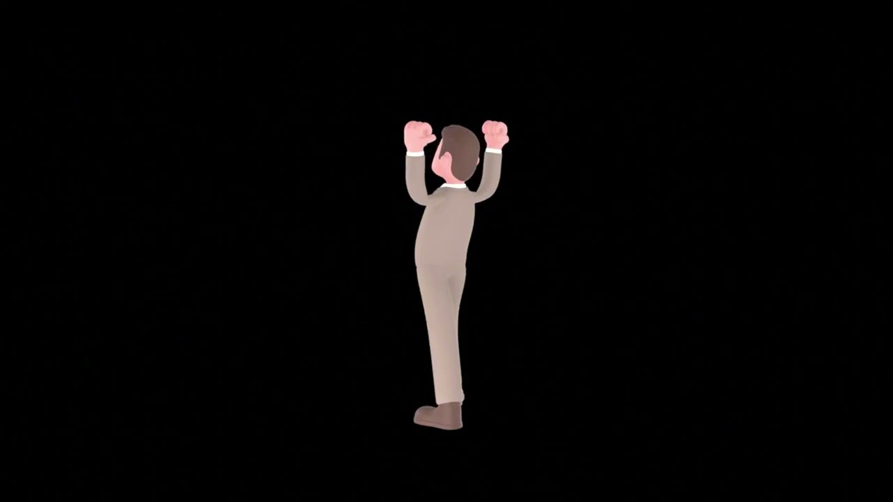 3D Cartoon Lawyer Turntable | Confident Attorney with Raised Fists Animation