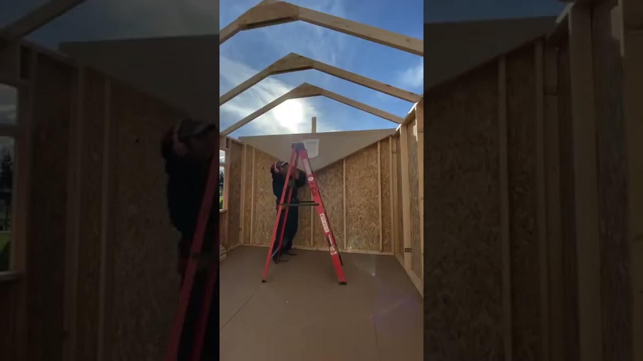 Gable end installation for a 10x12 shed. #shed #ladycarpenter
