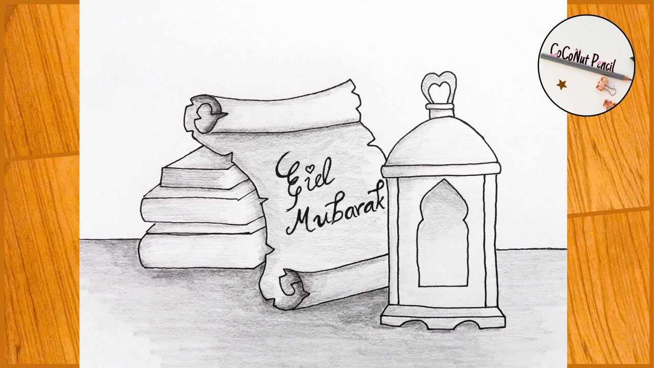 Eid Mubarak Drawing | Eid mubarak Wishes | Eid ul Fitr Pencil Drawing Easy