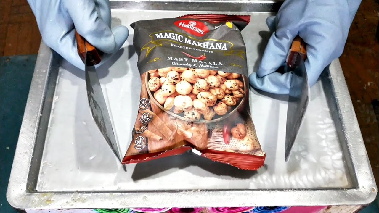 Haldirams majic makhana roasted foxnuts Lychee Ice Cream Rolls Street Food ASMR | YUMMY FC