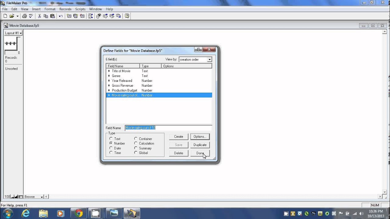 FileMaker Pro 5.5 Database   Lesson 1