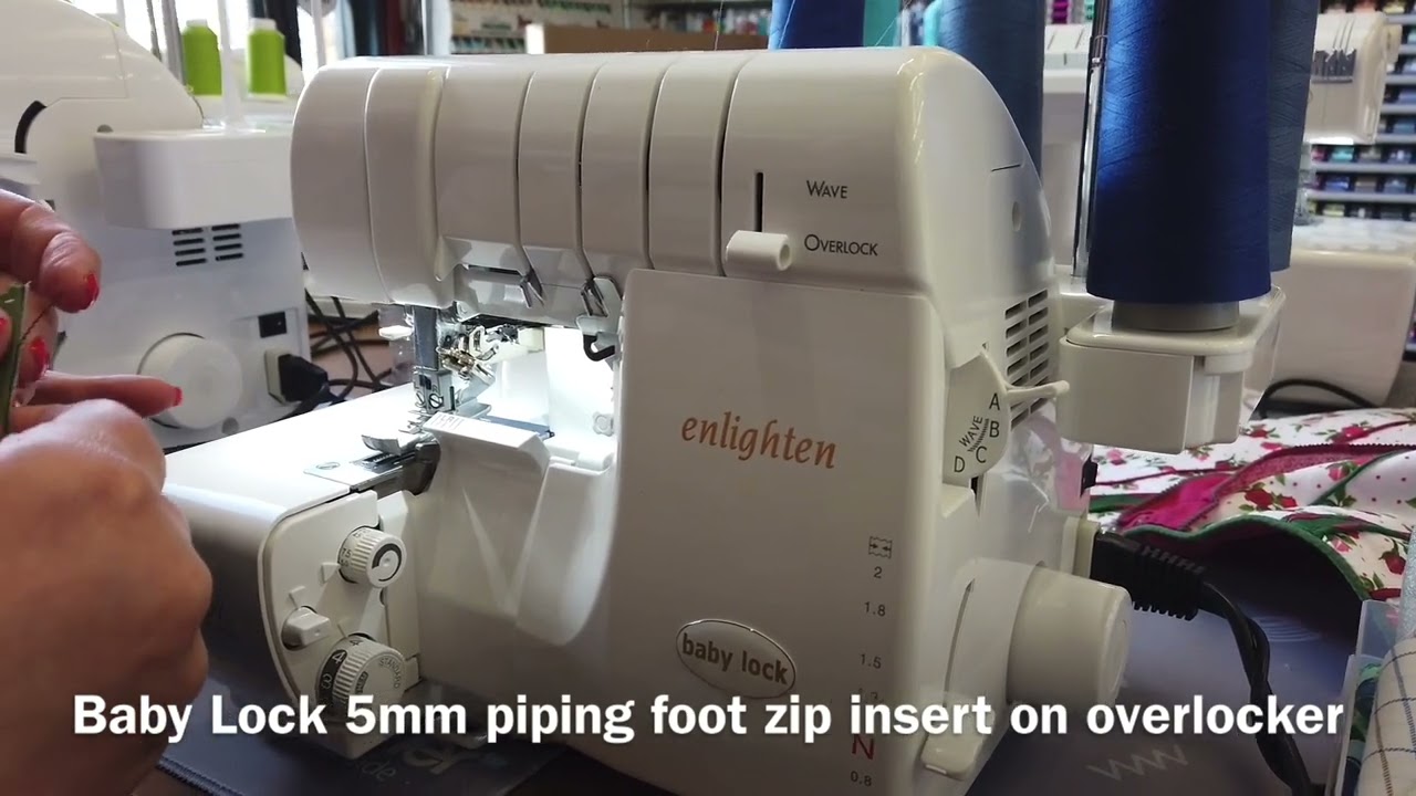How to Insert a Zip on Overlocker with Baby Lock 5mm Piping Foot on Enlighten
