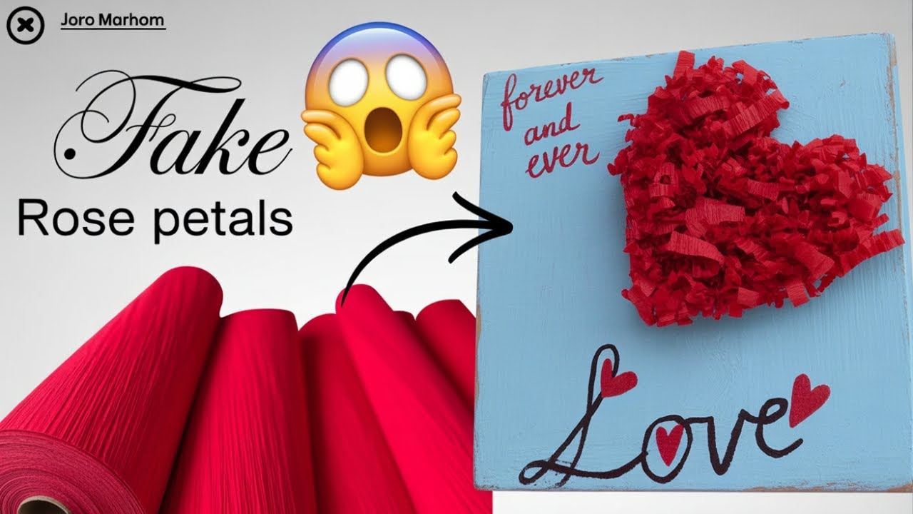 Roses Heart Making with crepe paper - Valentine's Day - Wall Hanging Crafts - Best out of Waste