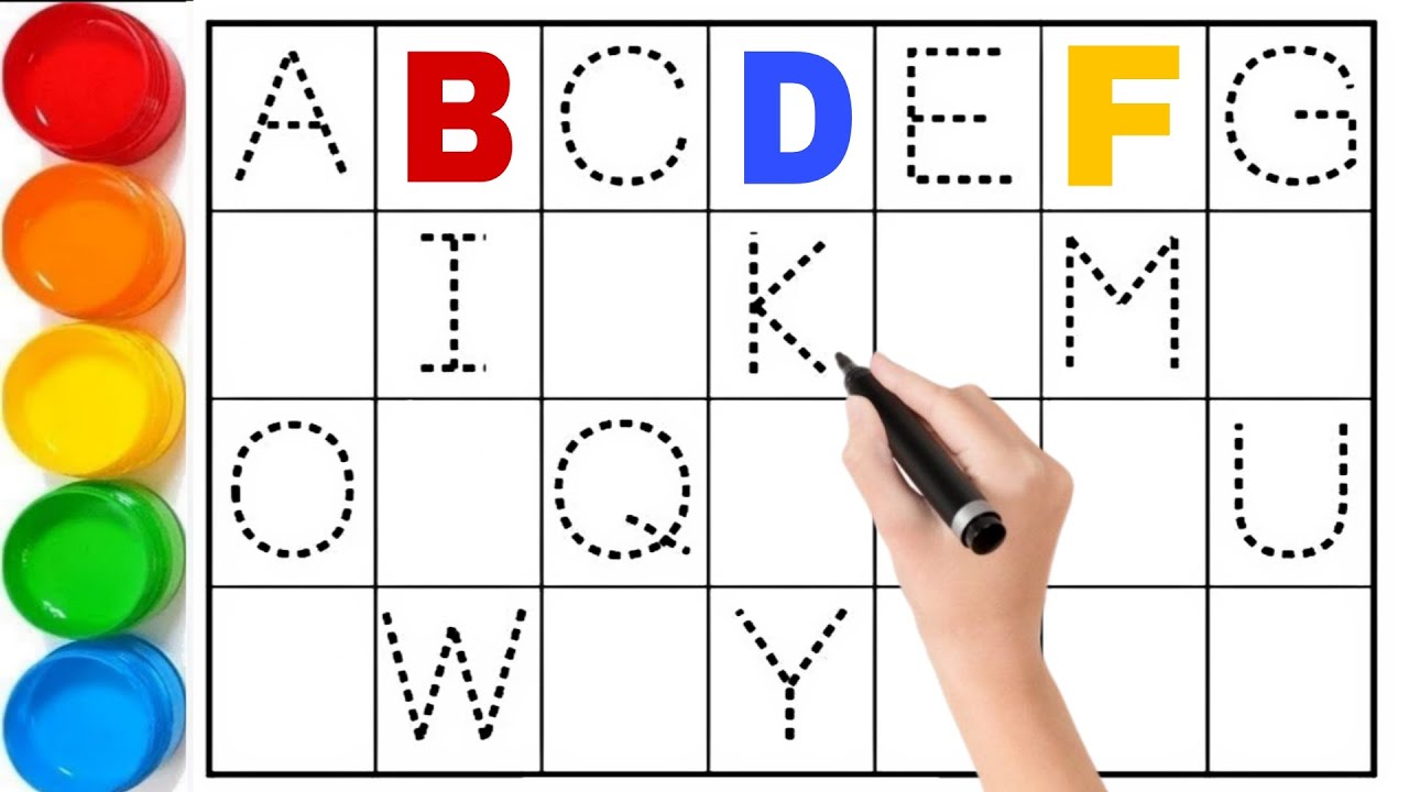 Написание пропущенных букв ABCD // название цвета // изучение от А до Я // ABCD e f g h i j //