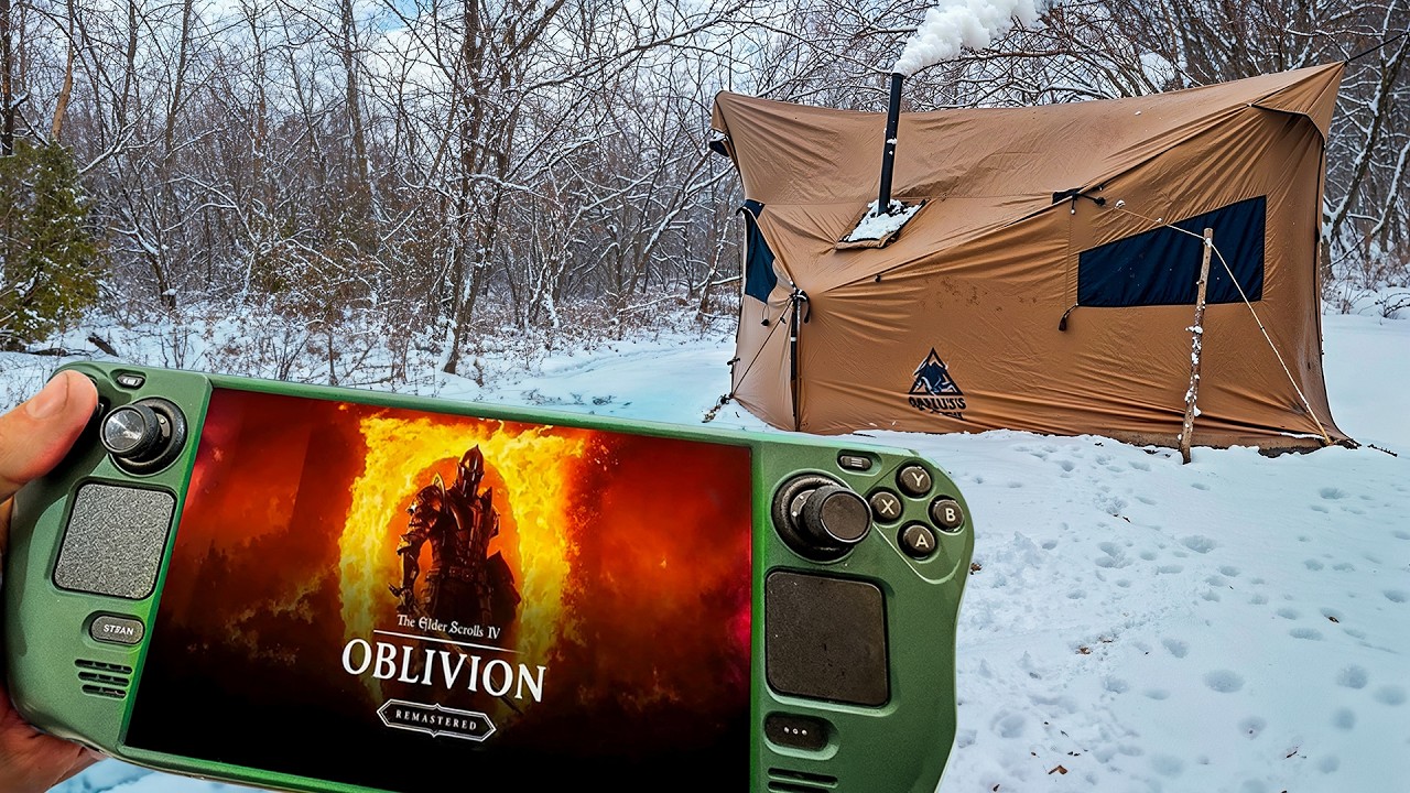 Luxury Winter Camping In A Snowstorm | Gaming w/ Bao Buns
