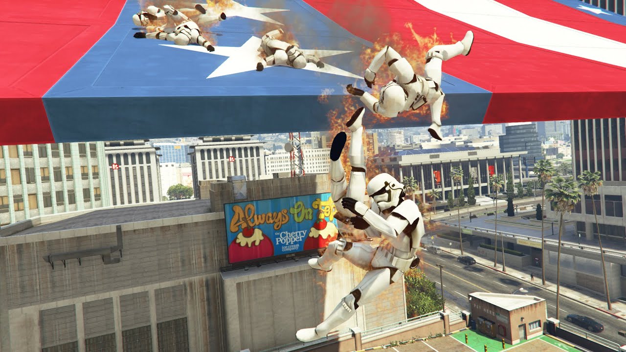 GTA 5 Stunning Ragdolls #118 - (Stormtrooper - Fire In Slow Motion)
