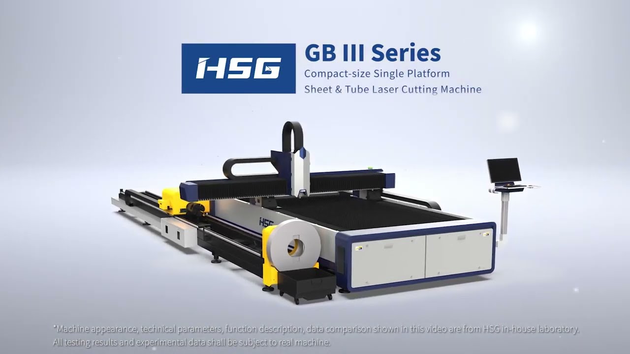 Cortadora laser marca HSG modelo GB dual para cortar lámina y tubo