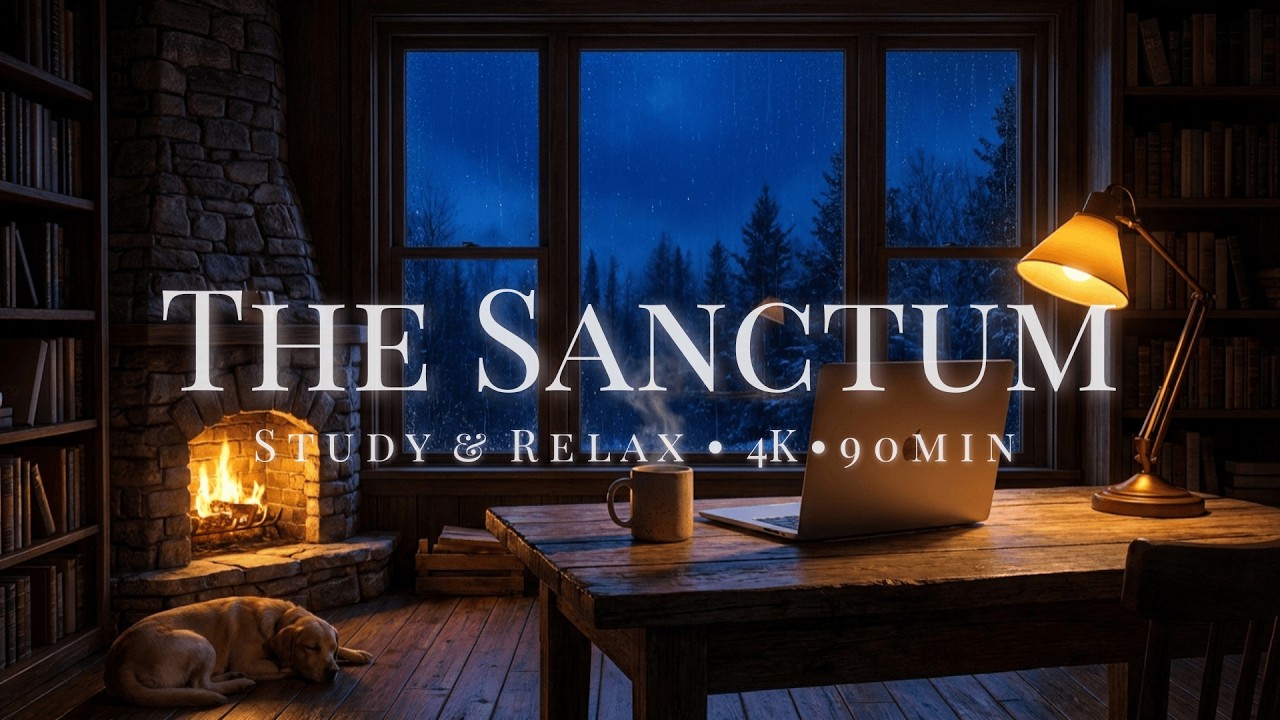 Still Moments - 90 Minutes Cozy Study Sanctum | Rain & Fireplace Sound for Deep Focus