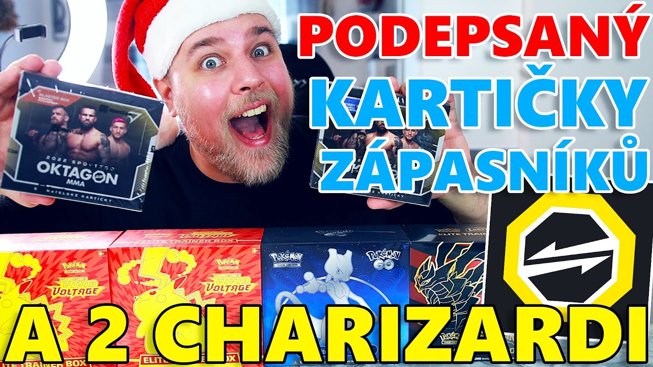OTEVÍRÁM PODEPSANÝ KARTIČKY ZÁPASNÍKŮ OKTAGONU MMA A PADLI I 2 CHARIZARDI