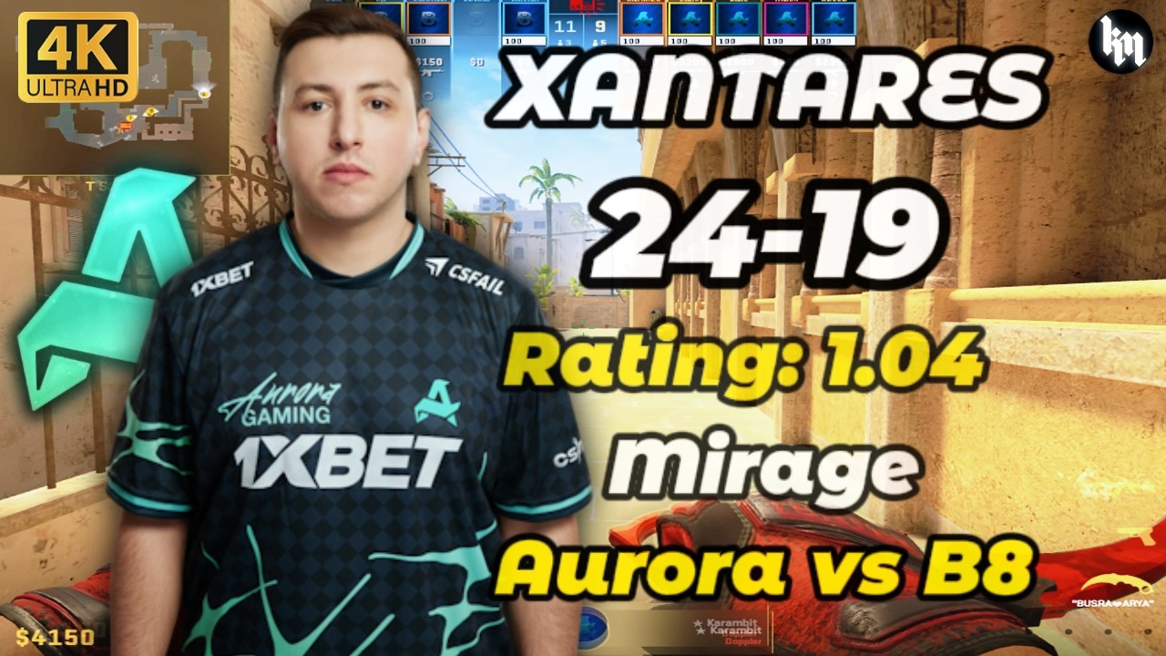 XANTARES (24-19) AURORA vs B8 (Mirage) | PGL Cluj-Napoca 2026 #cs2 #xantares #pov