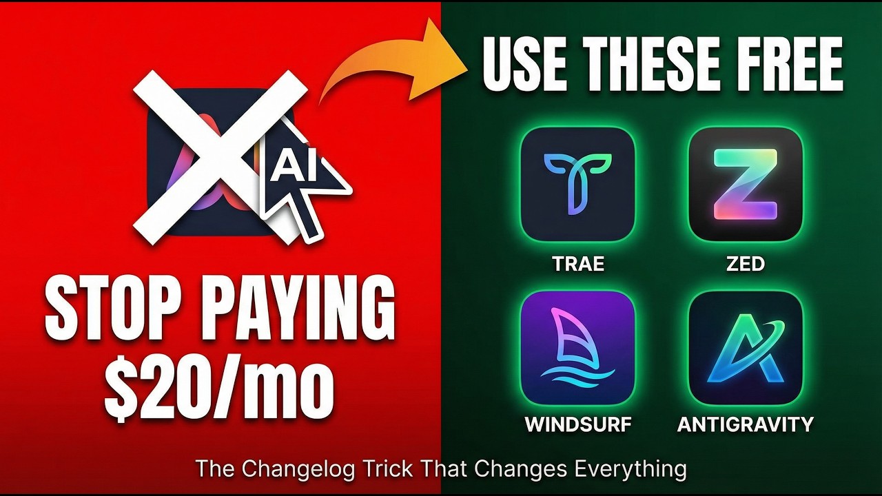 Use These AI Coding IDEs for FREE Forever (Trae, Zed, Windsurf & Antigravity) — The Changelog Trick