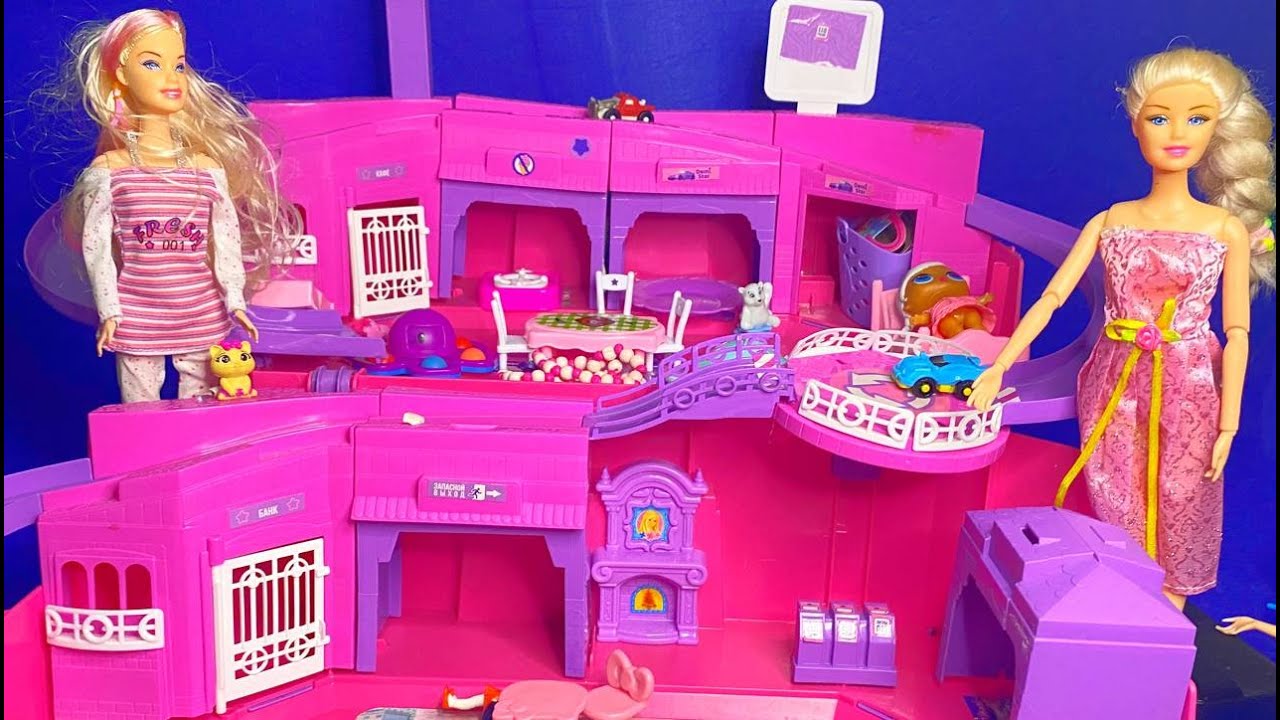 4 Minutes Satisfying with Unboxing Barbie Princess Two-storey garage Play Set Review Toys｜ASMR