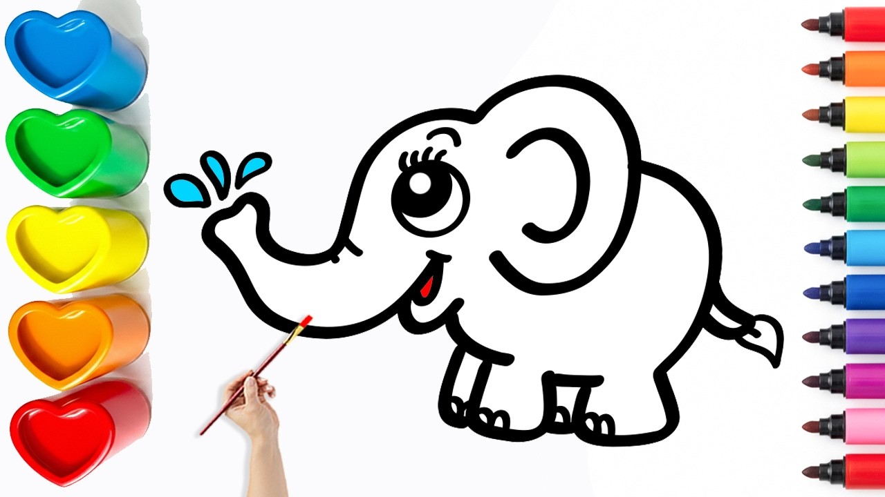 🐘 Drawing and Coloring a Cute Elephant | Easy Step By Step Tutorial #35