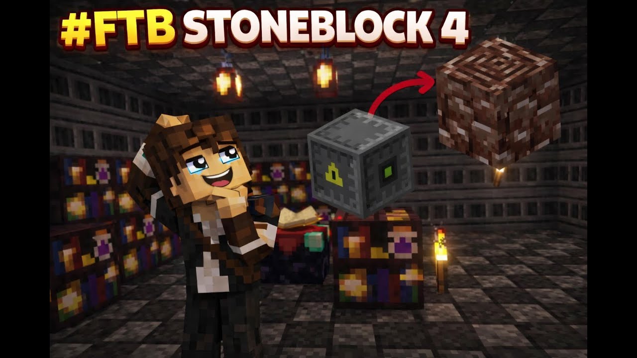 FTB Stone Block 4-10 Netherite de um jeito fácil e a mesa de encantamentos do Apotheosis!!!