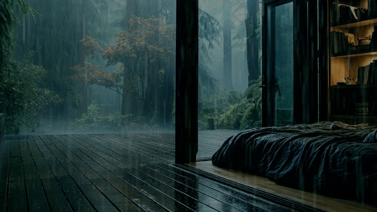 Rain Sounds in a Peaceful Forest Cabin | Comfortable Atmosphere for Sound Sleep, & Stress relief