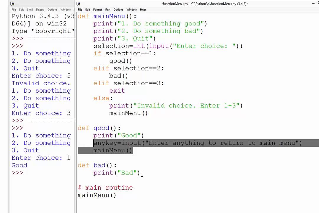 20. Creating a menu-based program using functions in Python