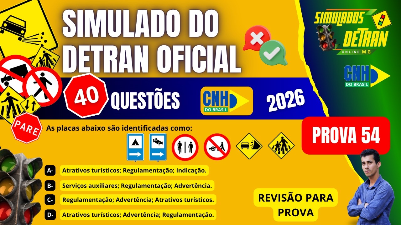 CNH DO BRASIL: Simulado Detran 2026 &mdash; Quest&otilde;es bem Cobradas na Prova do Detran! (Revis&atilde;o para Prova)