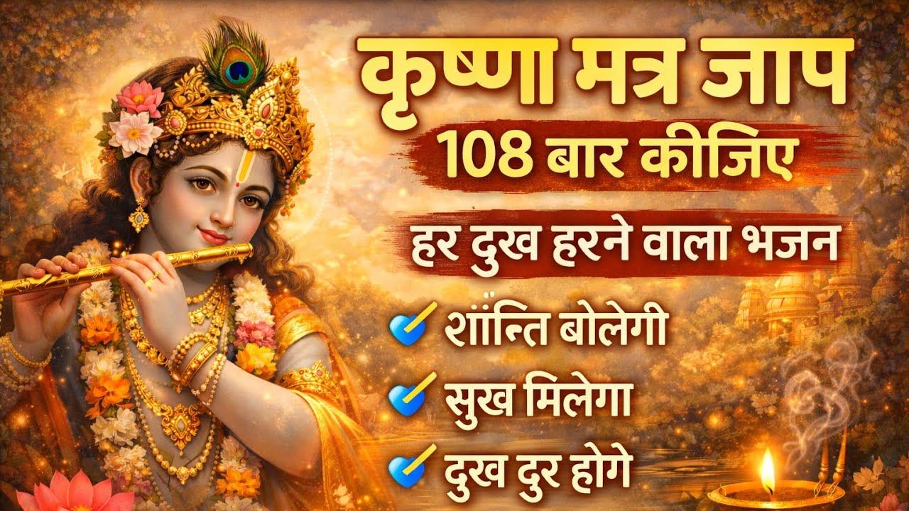 🙏 Krishna Mantra Jaap 108 Times | इस मंत्र से मिलेगा शांति, सुख और श्रीकृष्ण की कृपा 💙