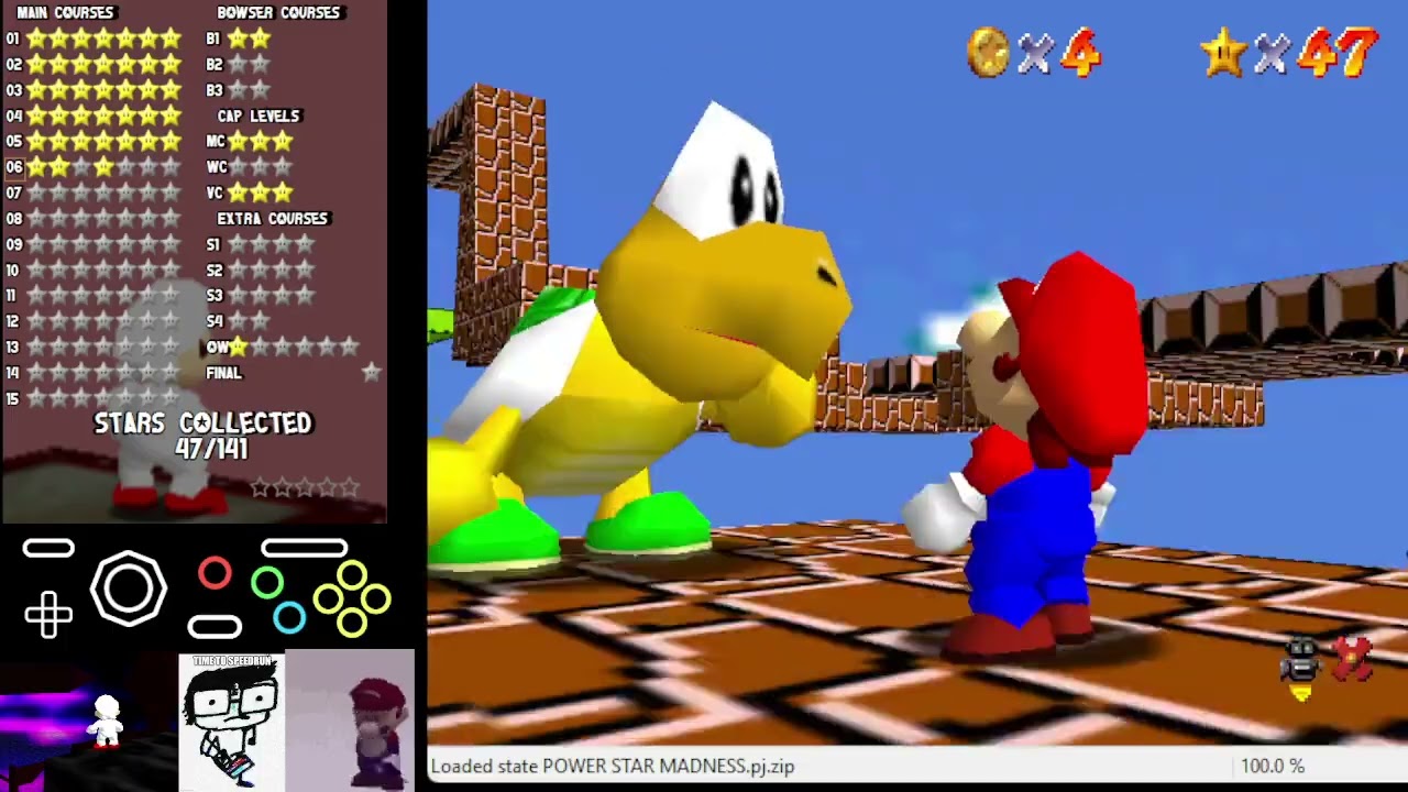 SM64 Power Star Madness - C6: Retro Bit Zone (savestateless)