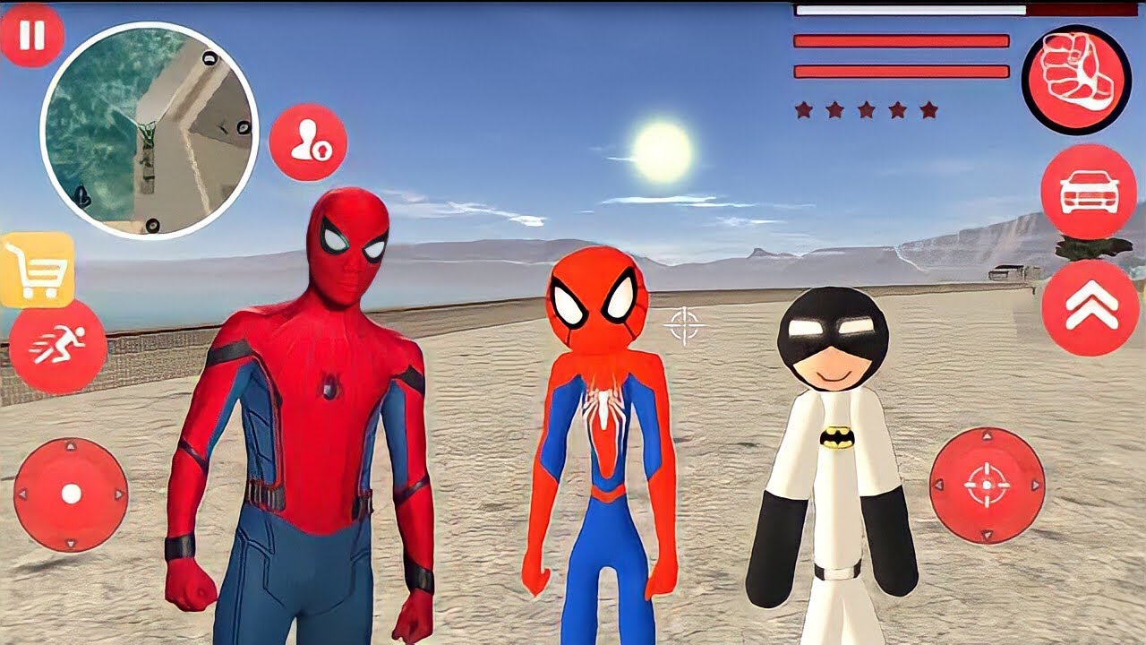S&uuml;per Kahraman Batman &Ccedil;&ouml;p Adam Vs The Amazing Spider-Stickman Hook Far From House - Android Gameplay
