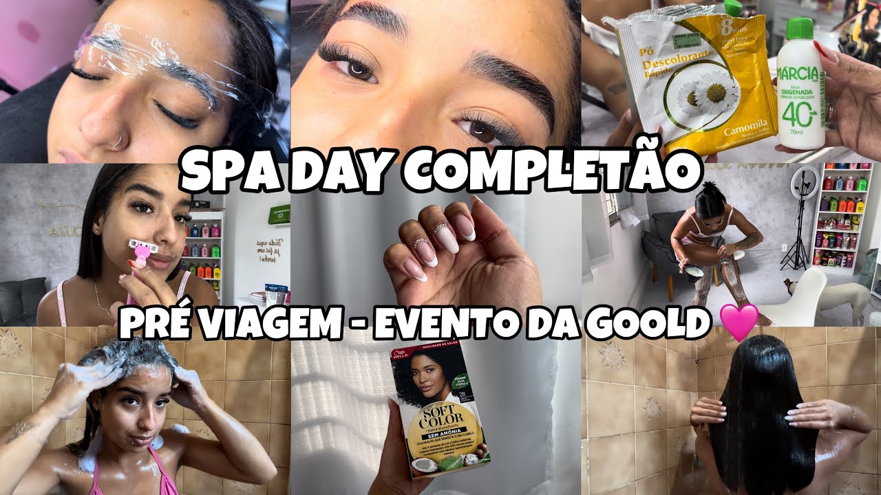 SPA DAY COMPLETO PRÉ VIAGEM 🧖🏽‍♀️💗💅🏽 | cílios, sobrancelha, unhas, banho de lua, pintei o cabelo…