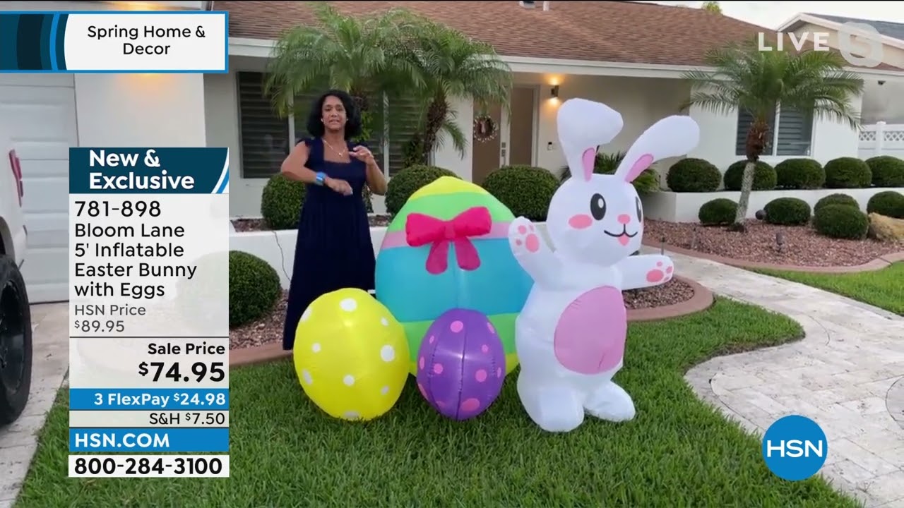 Bloom Lane ColorChanging 5' Inflatable Easter Bunny with...