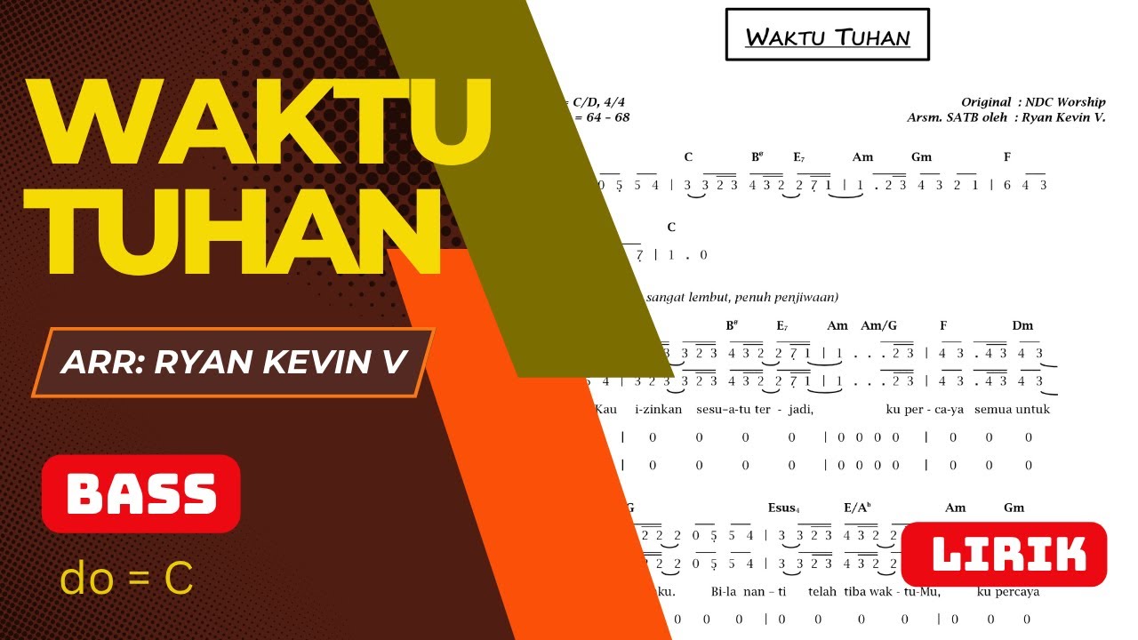 WAKTU TUHAN - Latihan Paduan Suara (Versi BASS) | Arr. Ryan Kevin V | Choir Practice
