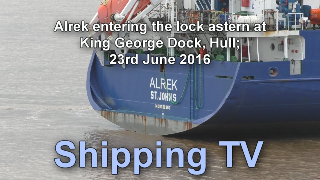 Alrek entering lock astern at King George Dock, ABP Hull, 23 June 2015