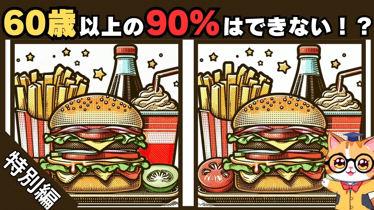 【間違い探し】全問正解は天才⁉️ 60歳以上の90%は全問正解出来ません！ 💡#207