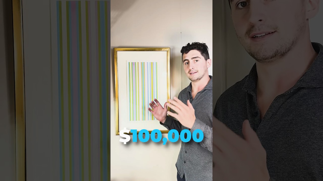 This simple painting is worth OVER $100,000! 👀 #bridgetriley #auction #artauction #opticalillusion