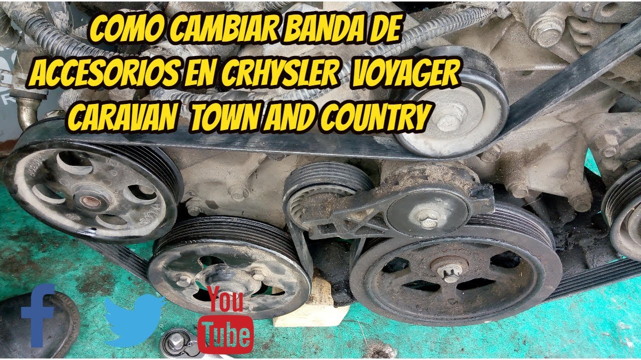 como cambiar banda de accesorios chrysler voyager caravan  town country del 2001 al 2007