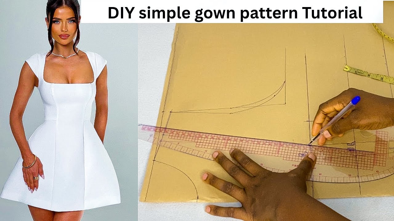 How to cut a Structured Mini Dress with Square Neckline | Elegant DIY Tutorial