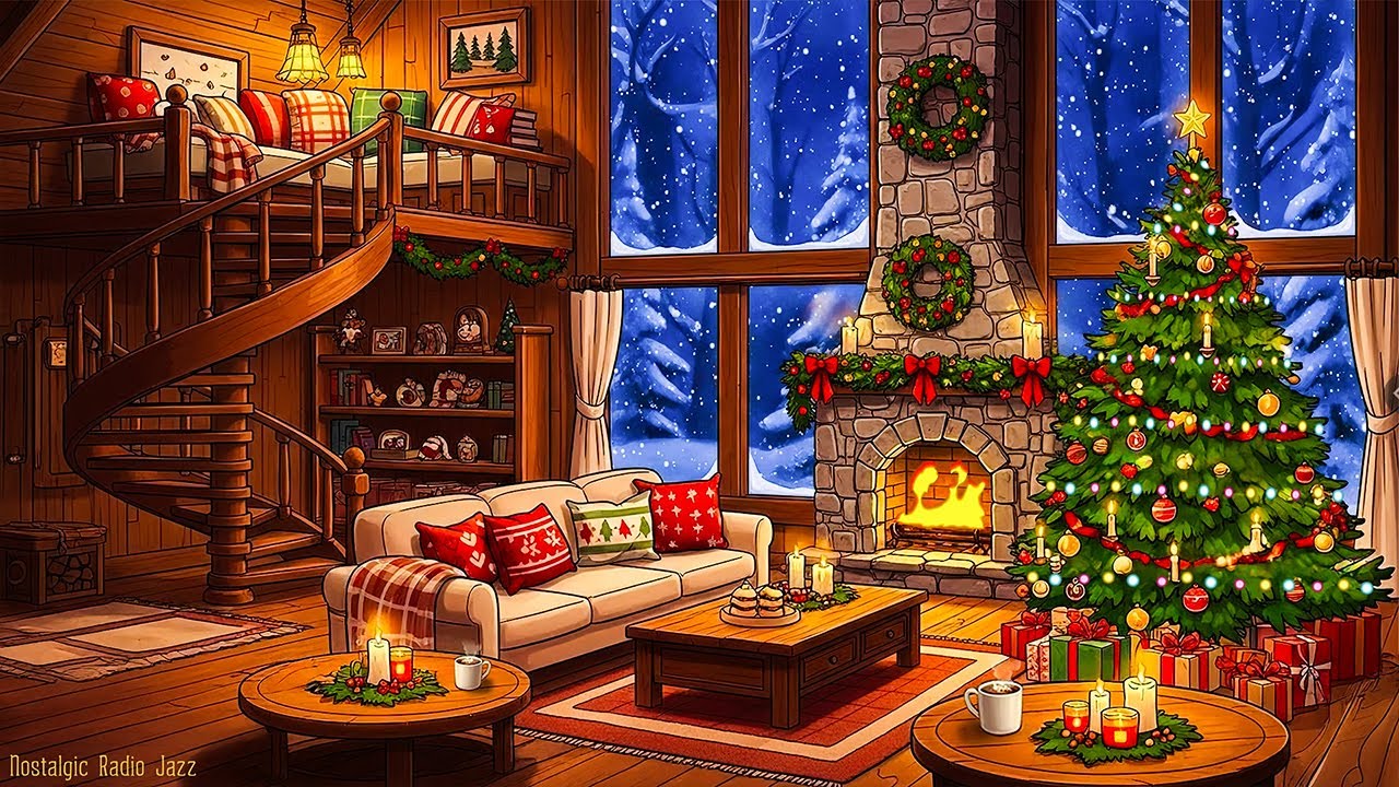 it&rsquo;s snowing and soft jazz oldies playing in another room ❄️🎄 vintage music for unwind, sleep
