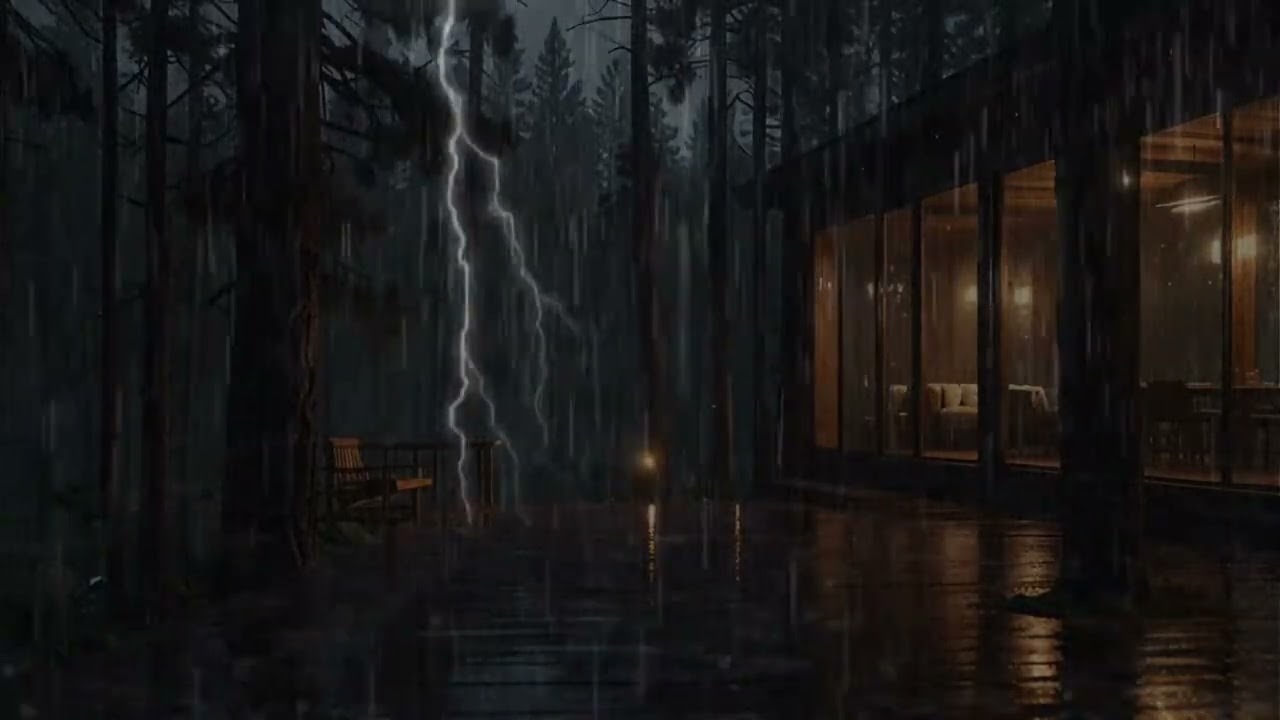 Heavy Rain on a Cozy Forest Cabin | Sleep Rain White Noise ASMR