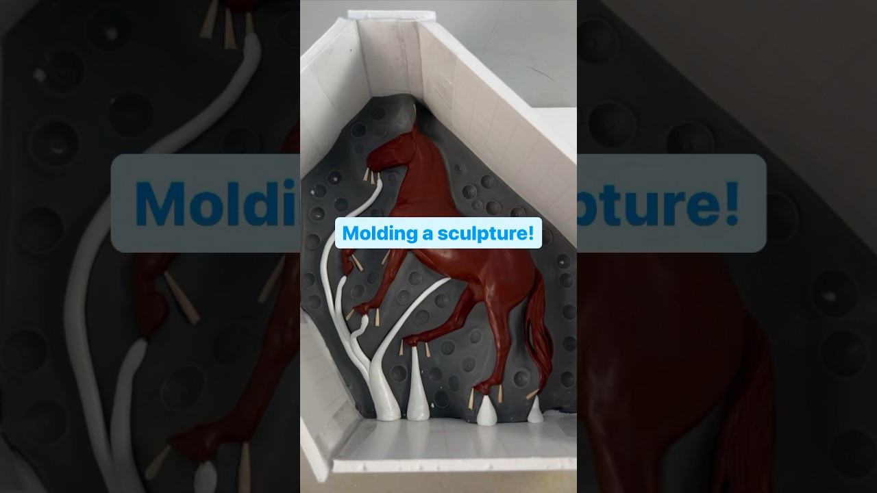 How I make a silicone 2-part mold of a model horse sculpture // #shorts #moldmaking