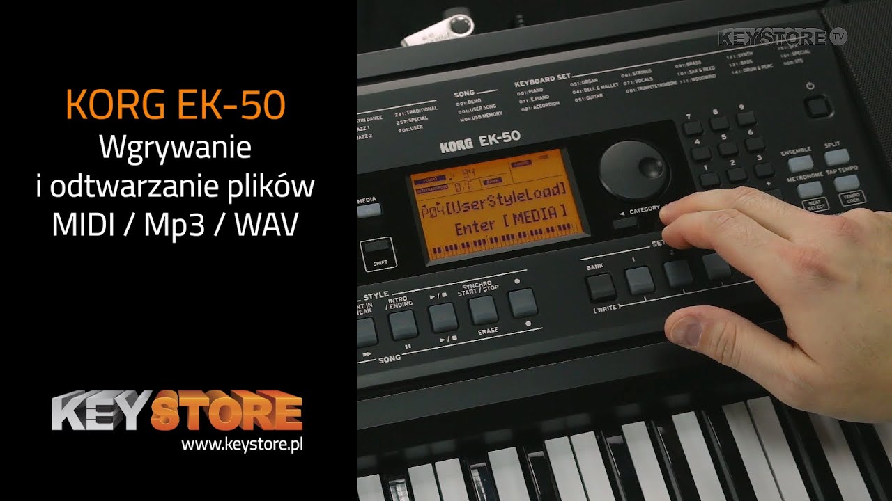 KORG EK-50 - wgrywanie i odtwarzanie plików MIDI, Mp3, WAV