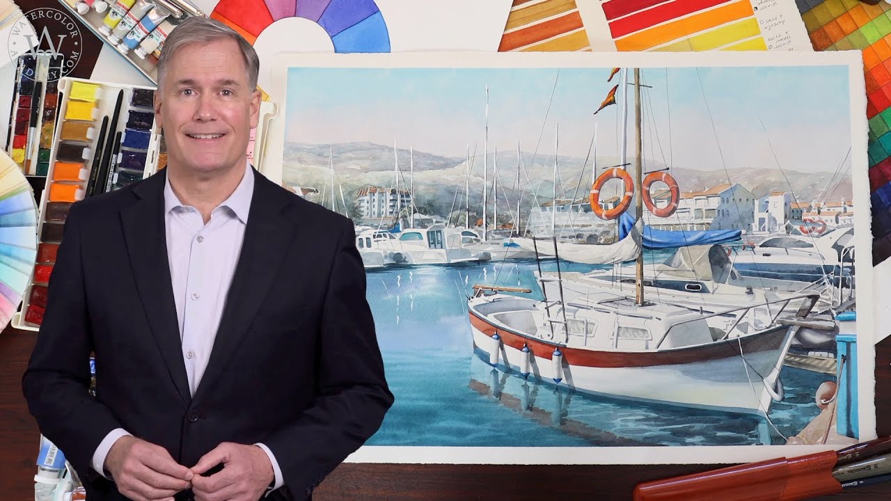 How to Paint a Sea Marina in Watercolor