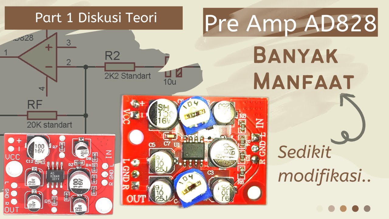 Preamp Amplifier AD828 stereo modifikasi setting penguat gain sinyal input audio power DC 5 12 Part1