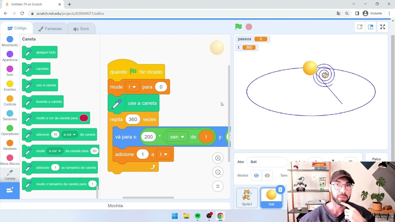 Aprenda a criar efeitos 3D incríveis com seno e cosseno com o Scratch