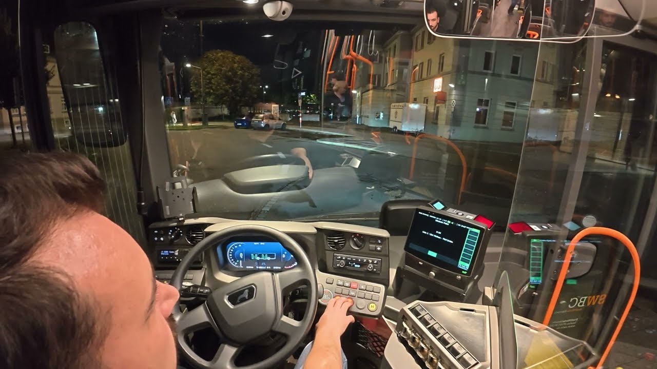 POV Bus Ride at Night – No Talking, Just the Electric Engine Sound | MAN Lion's City 12E