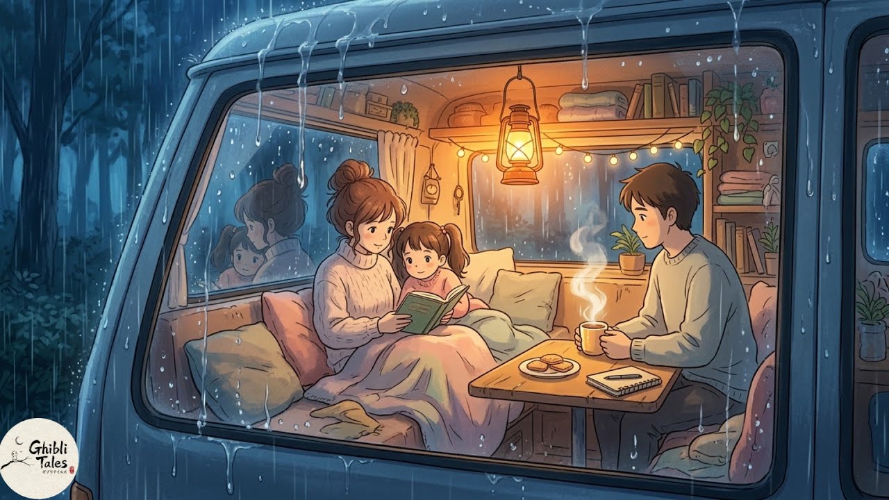 1 Hour Cozy Ghibli Rain video ❄️ |  🌧️ Relaxing Sounds for Sleep, Study & Stress Relief #ghibliasmr 