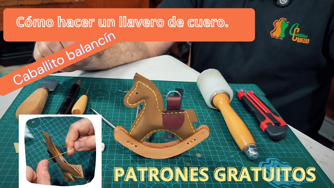 Cómo hacer un llavero de cuero caballito balancín | Tutorial paso a paso con patrones gratis