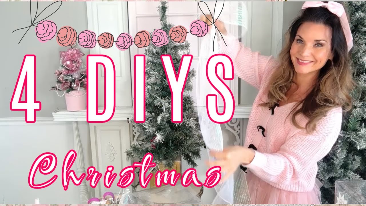 🎀🎄NEW! 4 DIYS CHRISTMAS DECOR CRAFTS~DOLLAR TREE Shabby Chic Love Shack Fancy🎄I Love Christmas ep 23