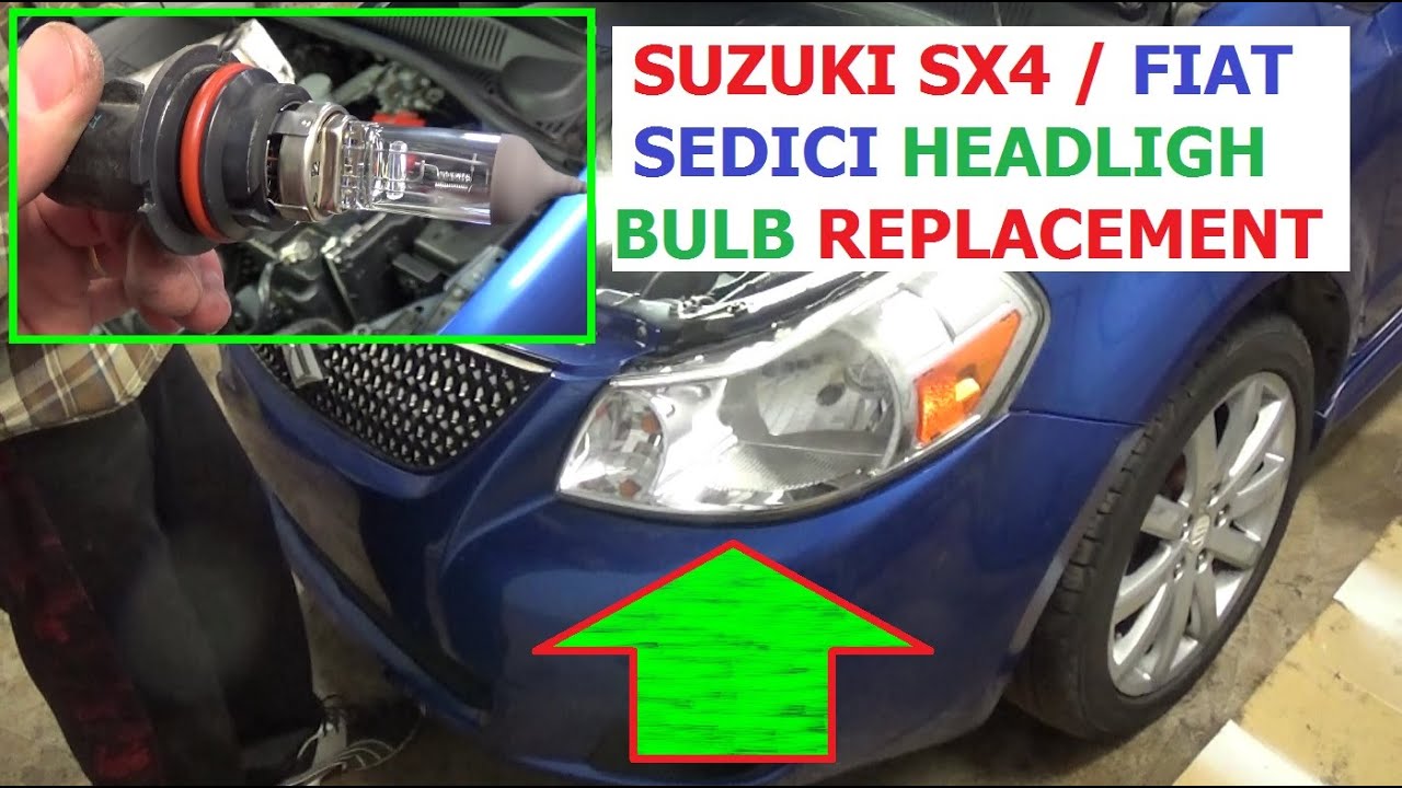 Headlight Bulb Replacement Suzuki SX4 Fiat Sedici 2006 2007 2008 2009 2010 2011 2012 2013