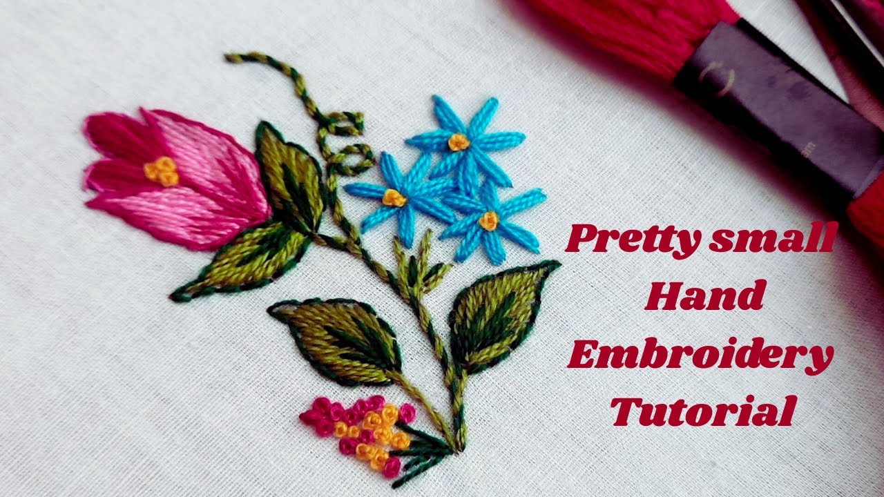 Pretty small Hand Embroidery Tutorial  || New embroidery stitches by Muni's Handwork