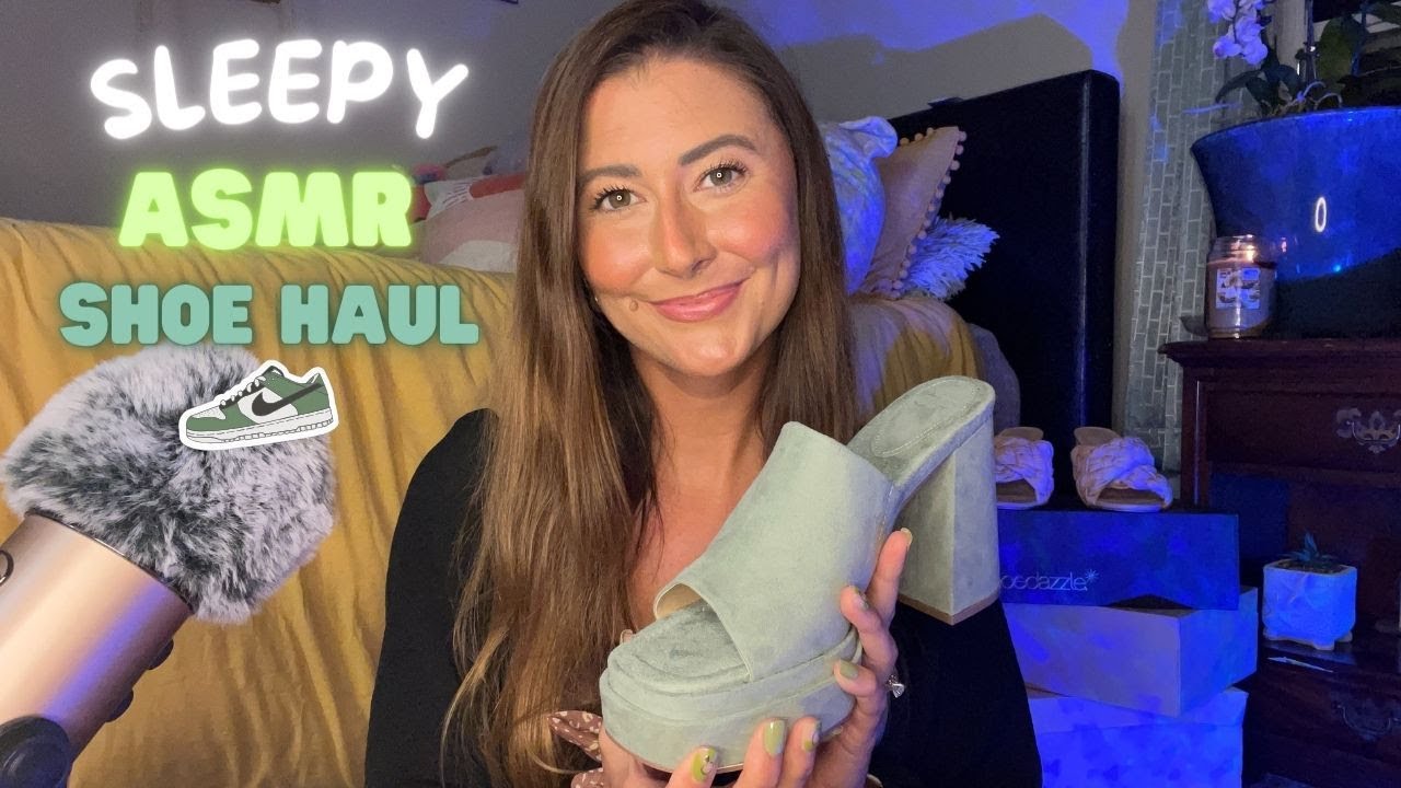 ASMR Sleepy Shoe Haul 👟 (slow whispers, shoe scratching and tapping)