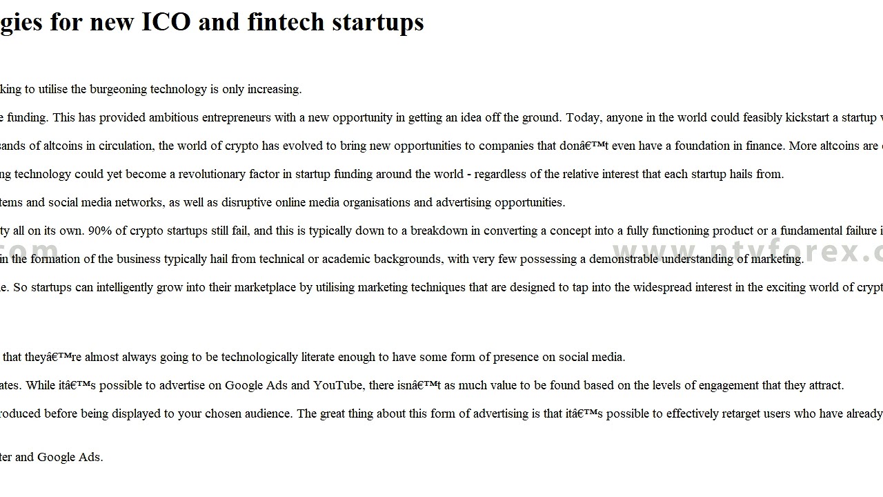 . Catering to crypto Progressive marketing strategies for new ICO and fintech startups