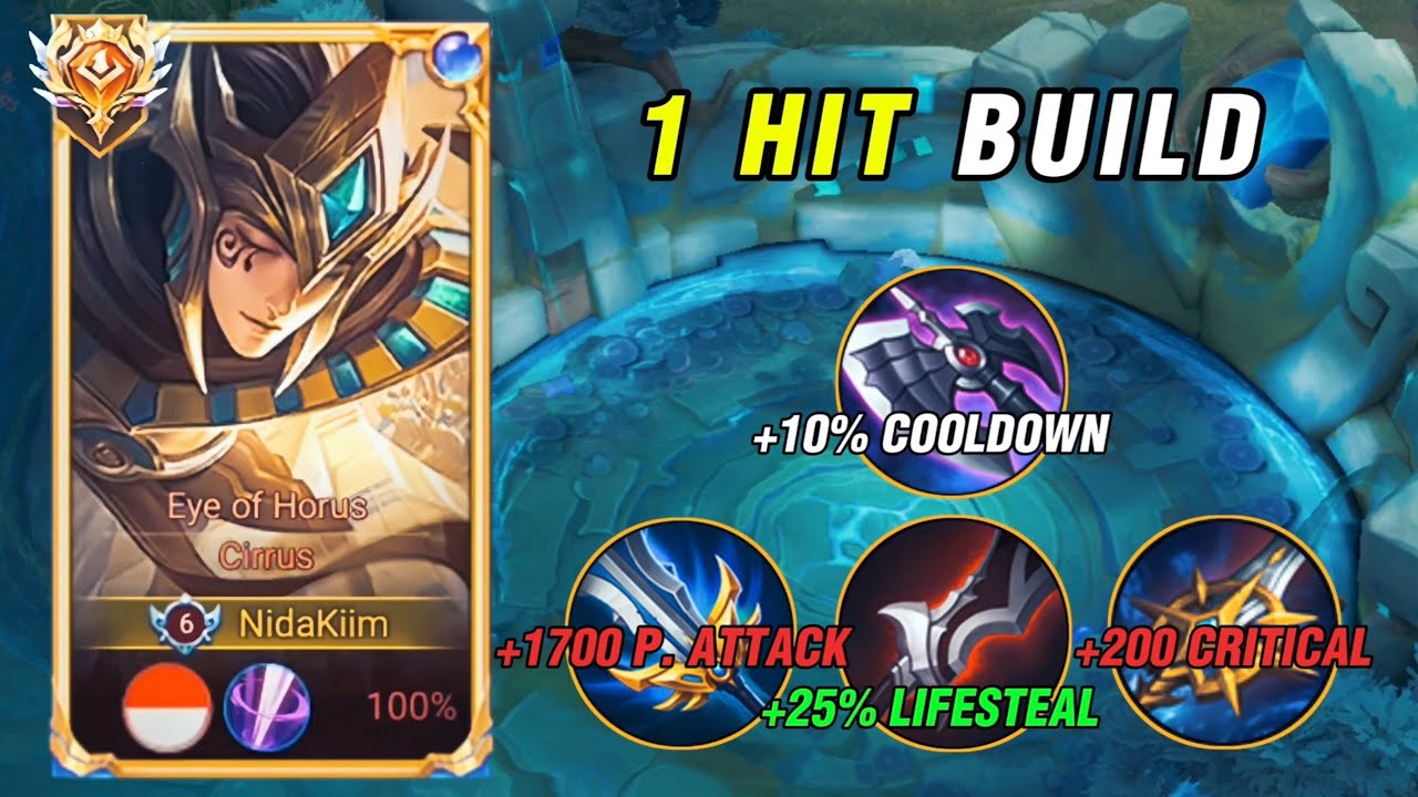 CRAZY DAMAGE! CIRRUS BEST FULL DAMAGE BUILD FOR SOLO RANKED GAME 2024 (1 HIT BUILD) - HONOR OF KINGS
