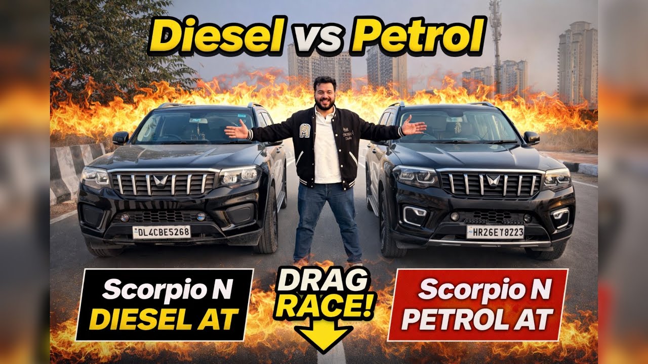Drag Race- SCORPIO N Face-Off🏎️Petrol Fast Ya Diesel Strong?  @RohanMakania 