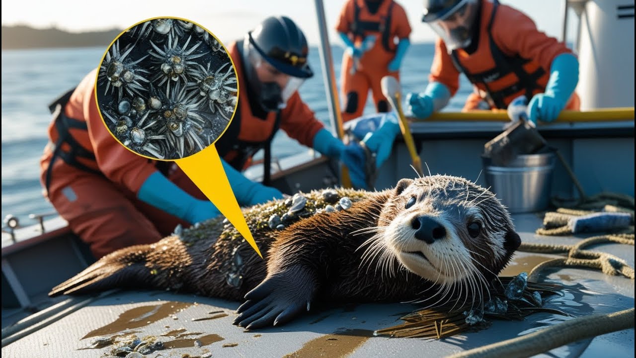 Rescuing a Weak Sea Otter Covered in Painful Barnacles